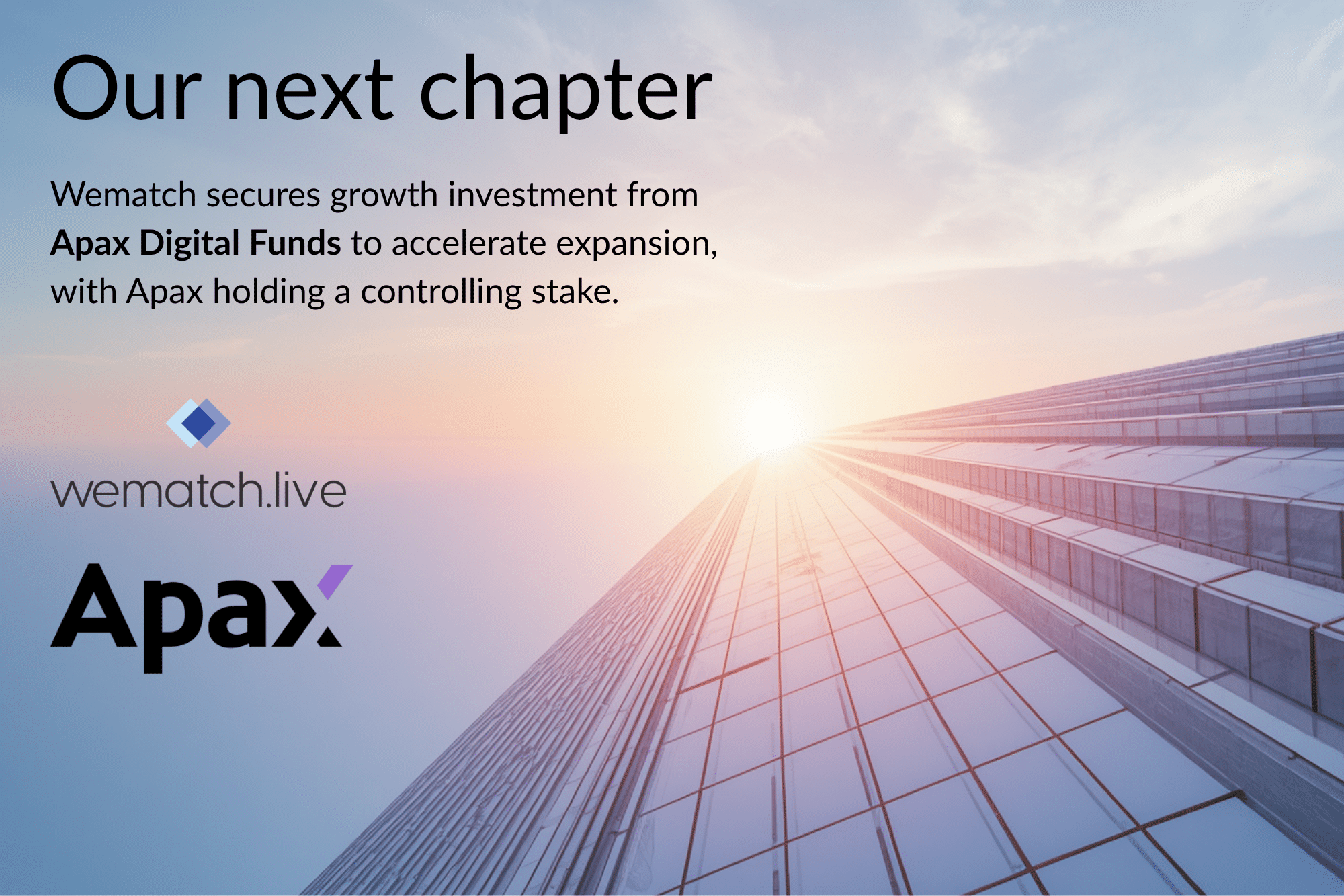 Wematch secures growth investment from Apax Digital Funds to accelerate expansion, with Apax holding a controlling stake.